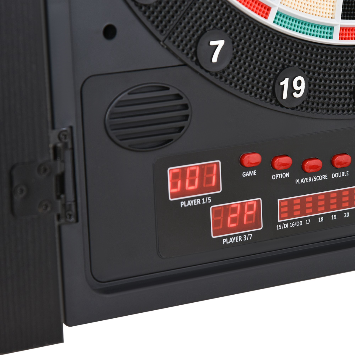 LED Electronic Dartboard with Digital Scoreboard, 27 Games & Storage Cabinet