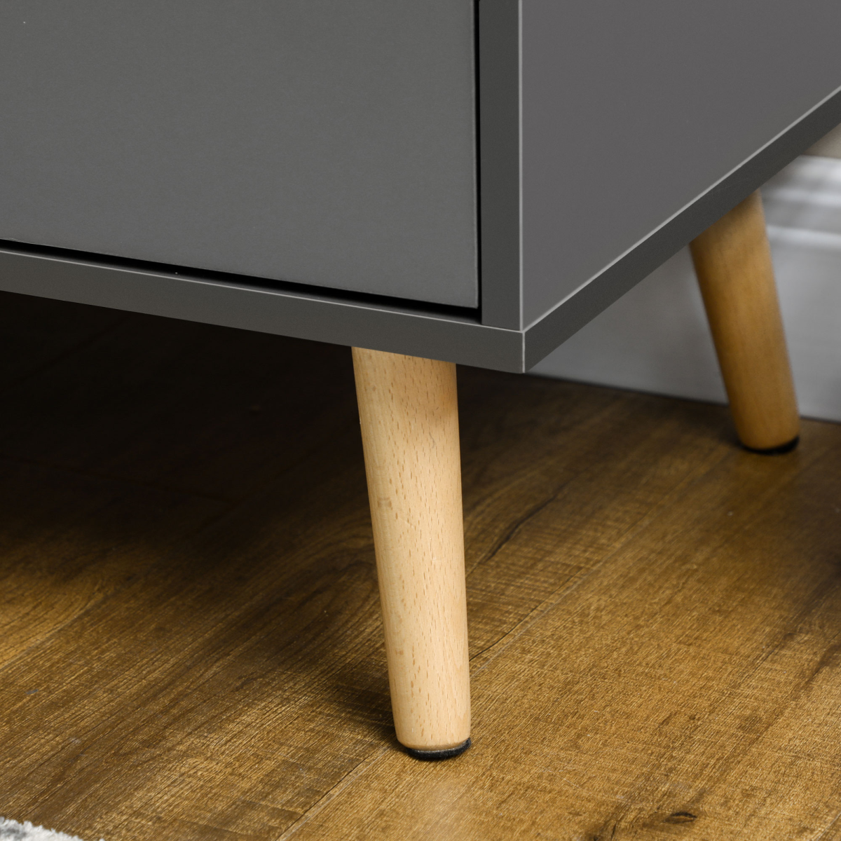 Dark Grey Sideboard Cabinet with Adjustable Shelves, Double Doors & 3 Drawers