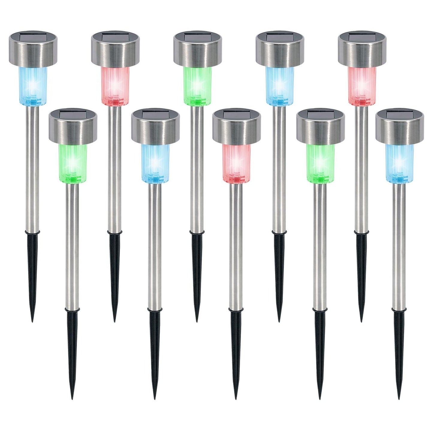 Vinsani Colour-Changing Solar LED Stick Lights (10-Pack), Waterproof Outdoor Pathway Markers