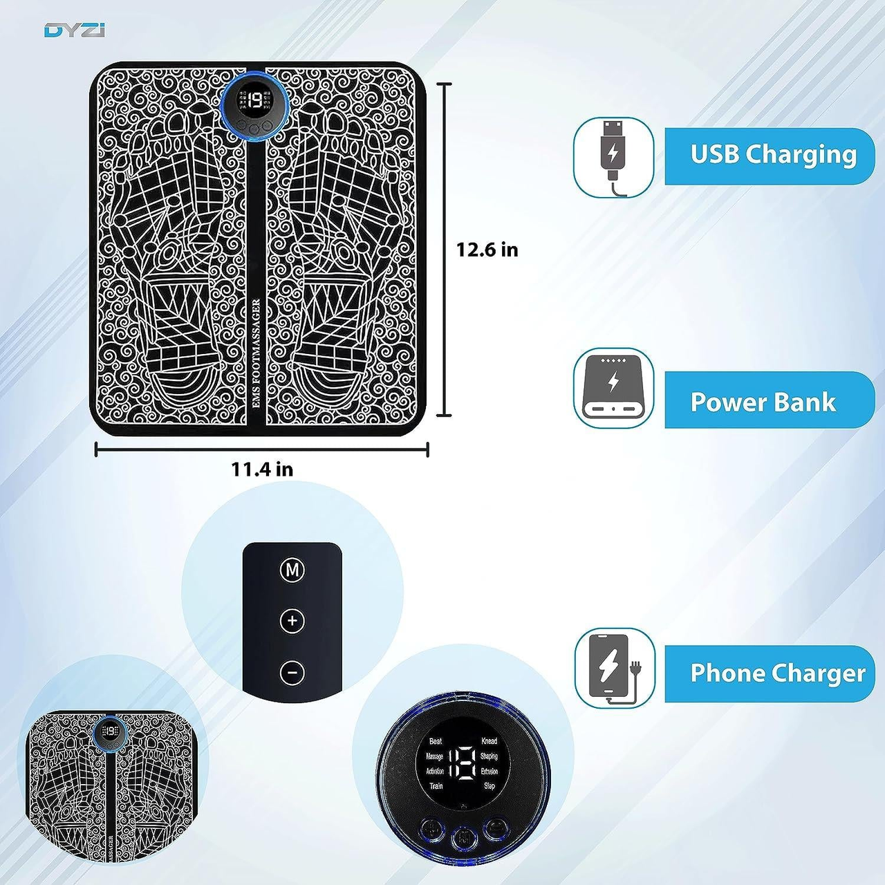 Dyzi EMS Foot Massager Rechargeable Electrical Muscle Stimulation for Pain Relief