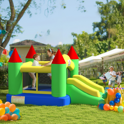 HOMCOM Inflatable Bouncy Castle with Slide & Mesh Net, Kids Jumping 3-10Y (300x180x160cm)