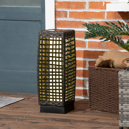 Outsunny Solar Rattan Lantern Outdoor, Warm White LED, Auto On/Off, IP44