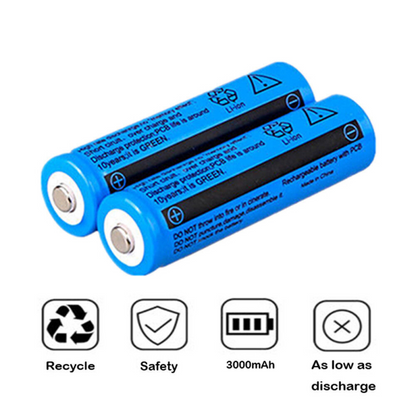 2PC 3000mAh 18650 Rechargeable Batteries + USB Charger for Headlamp Flashlight