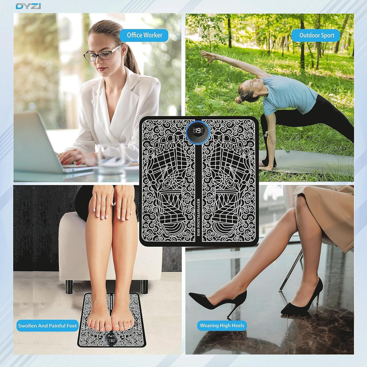 Dyzi EMS Foot Massager Rechargeable Electrical Muscle Stimulation for Pain Relief