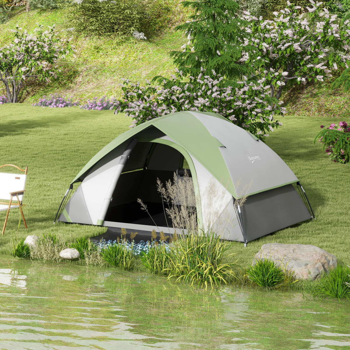 <p>Outsunny 2-Person Camping Tent, Sewn-In Groundsheet, 3000mm Waterproof</p>