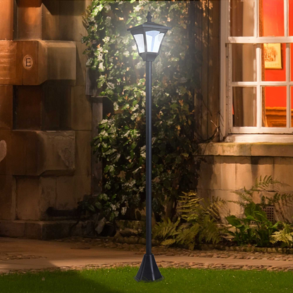 1.2M Dimmable Solar Post Light Outdoor Garden LED Lantern, IP44, Black