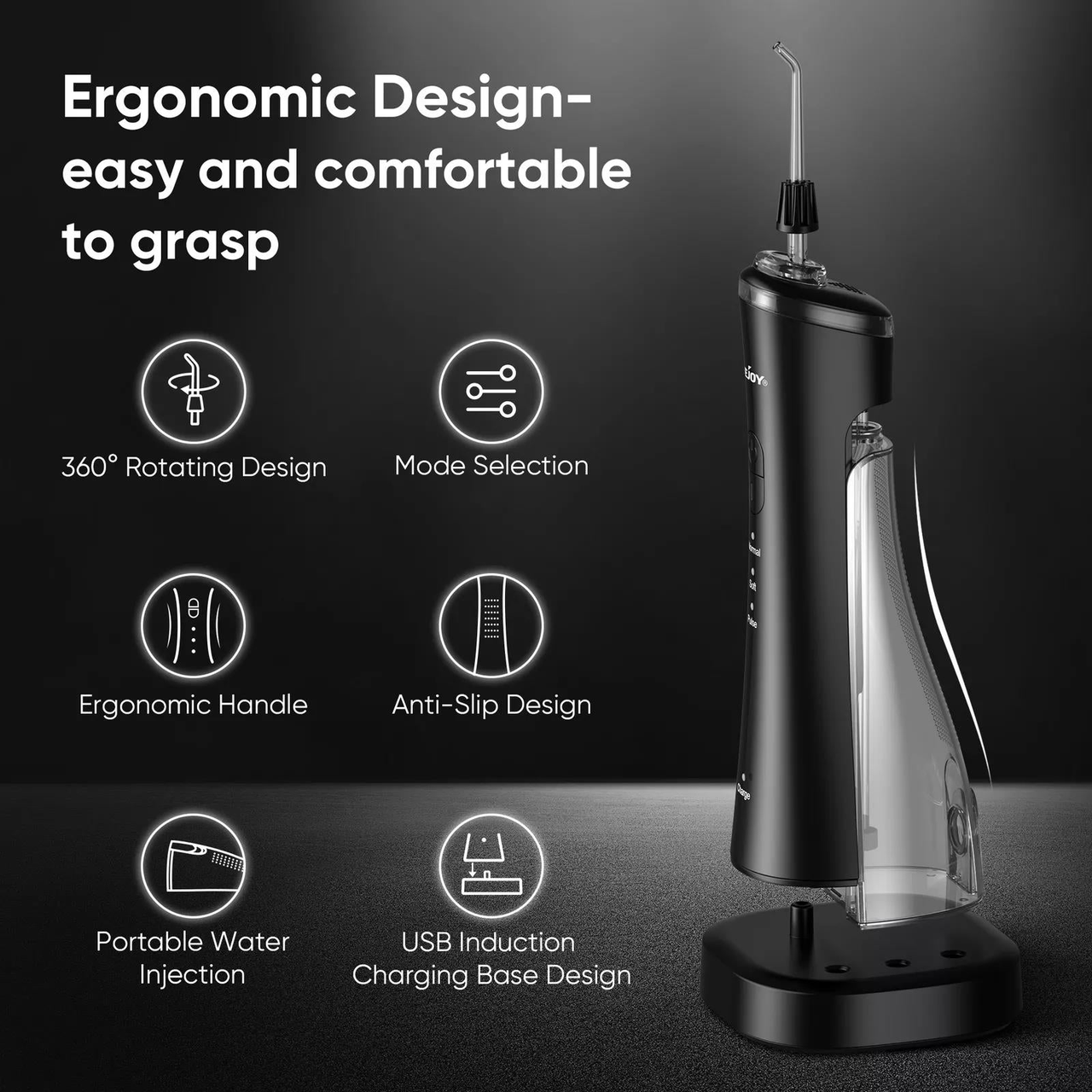 Dyzi Cordless Water Flosser TB5011 3 Modes IPX7 Black, USB Rechargeable 170ml