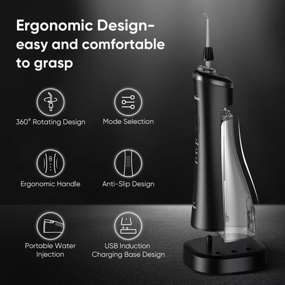 Dyzi Cordless Water Flosser TB5011 3 Modes IPX7 Black, USB Rechargeable 170ml