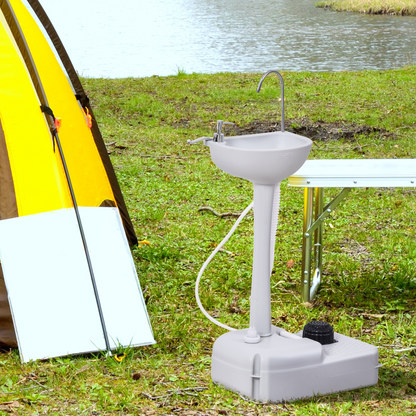 Outsunny Portable Camping Sink w/ Foot Pump, 17L Tank, Soap & Towel Holder
