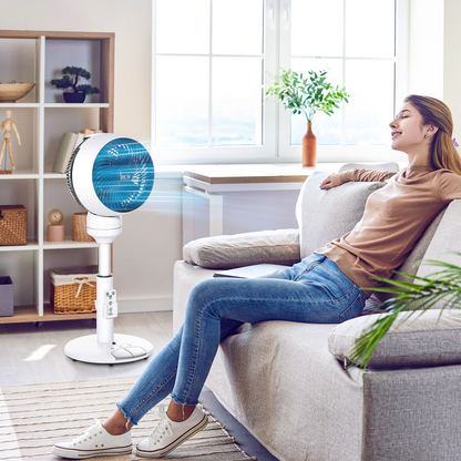 3-Speed Air Circulator Fan w/ Oscillation, Tilt & Remote (Black/White)
