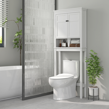 HOMCOM 3-Tier Over Toilet Storage Cabinet with Adjustable Shelves, White
