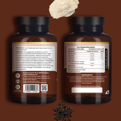 Lion’s Mane Mushroom 4000mg 15:1 Extract with B Vitamins & Black Pepper