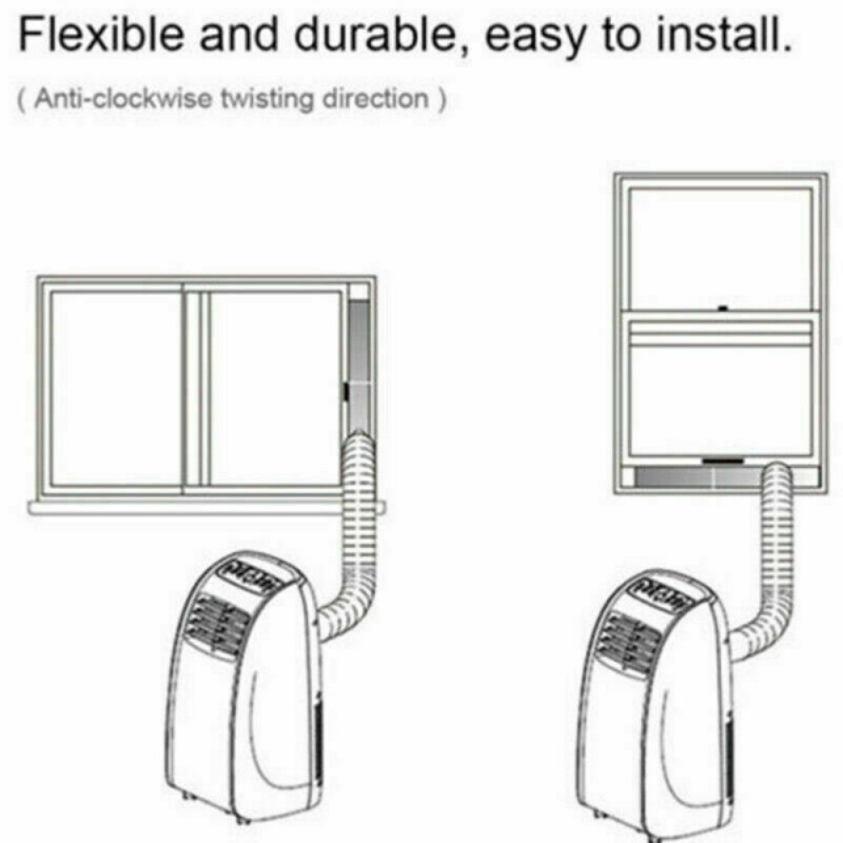 NEW 2M Flexible Air Conditioner Exhaust Pipe Vent Hose Duct Outlet UK (HTML)