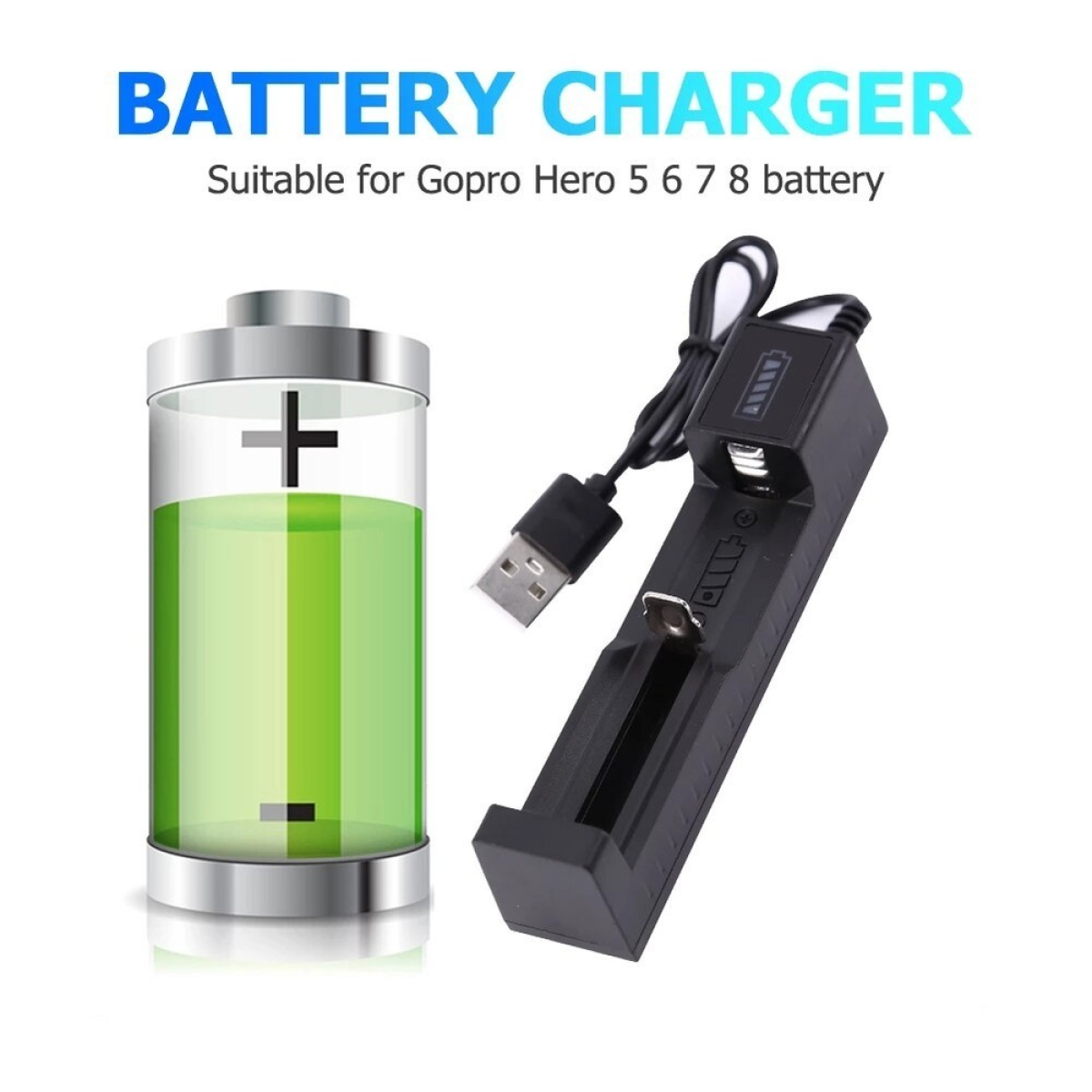 2PC 3000mAh 18650 Rechargeable Batteries + USB Charger for Headlamp Flashlight