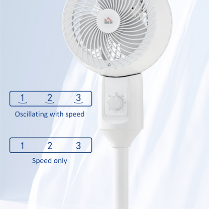 HOMCOM 9” Air Circulator Fan, 70° Oscillation, 3 Speeds, Carry Handle, White (45W)