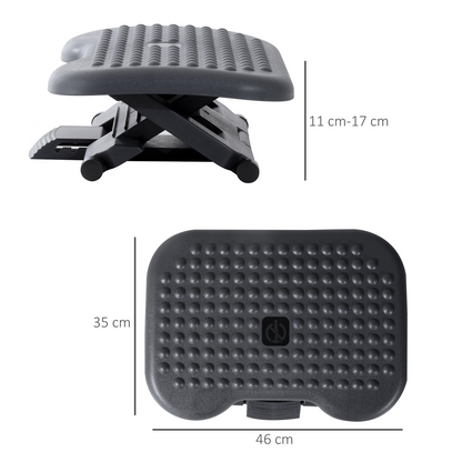 3-Position Adjustable Tilting Footrest with Massage, Home Office, Black