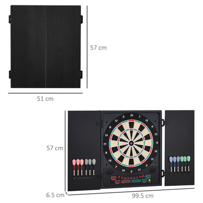 LED Electronic Dartboard with Digital Scoreboard, 27 Games & Storage Cabinet