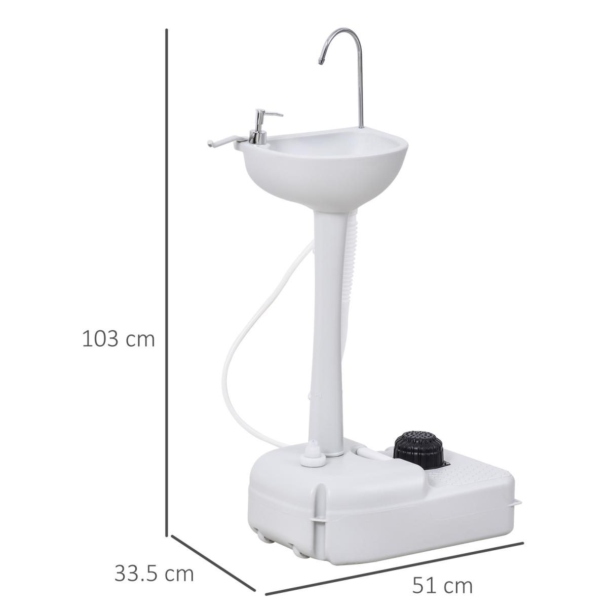 Outsunny Portable Camping Sink w/ Foot Pump, 17L Tank, Soap & Towel Holder