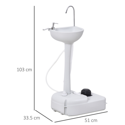 Outsunny Portable Camping Sink w/ Foot Pump, 17L Tank, Soap & Towel Holder