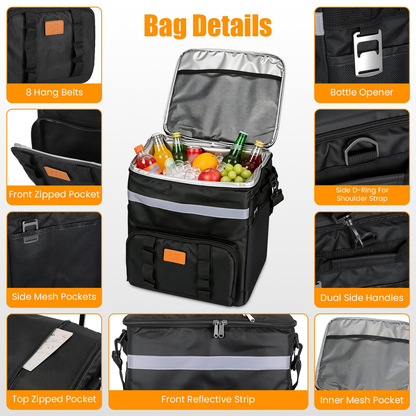 35L Insulated Rolling Cooler Bag 2-in-1 Lunch Backpack with Telescopic Handle