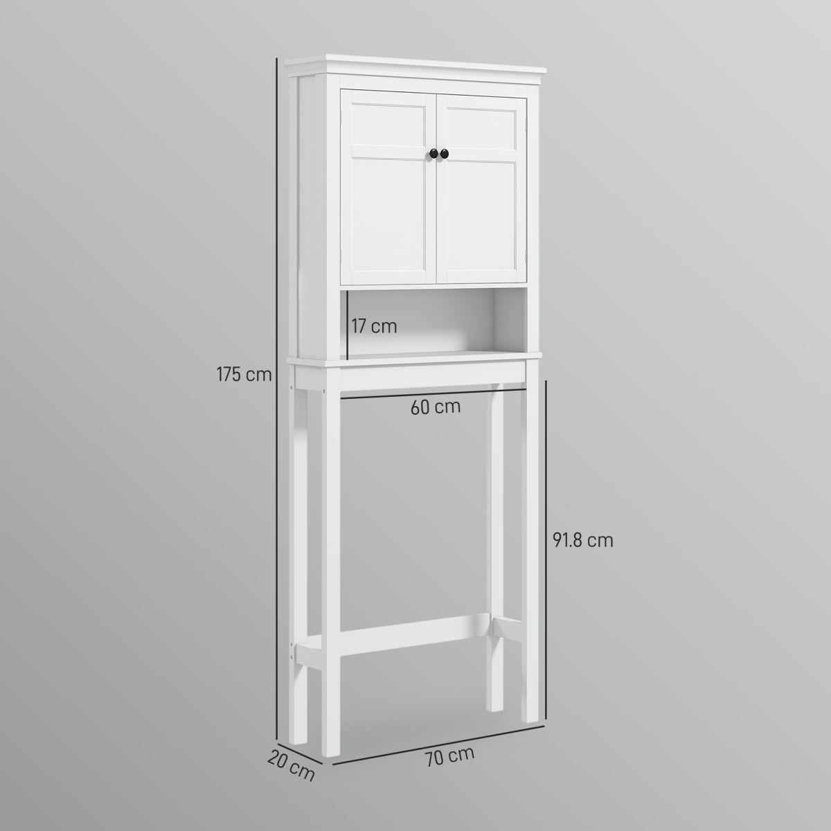 HOMCOM 3-Tier Over Toilet Storage Cabinet with Adjustable Shelves, White