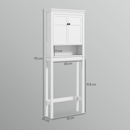 HOMCOM 3-Tier Over Toilet Storage Cabinet with Adjustable Shelves, White