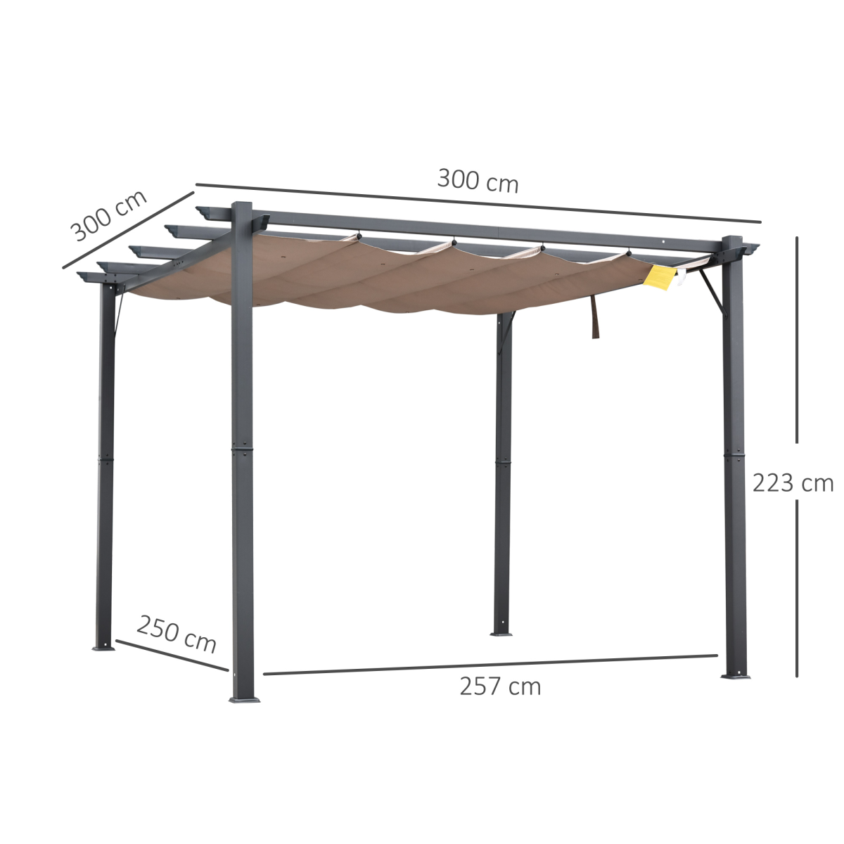 3x3m Pergola Awning Canopy, Brown/Black - Weatherproof Outdoor Cover