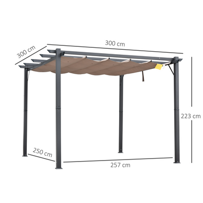 3x3m Pergola Awning Canopy, Brown/Black - Weatherproof Outdoor Cover