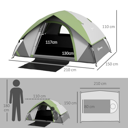 <p>Outsunny 2-Person Camping Tent, Sewn-In Groundsheet, 3000mm Waterproof</p>