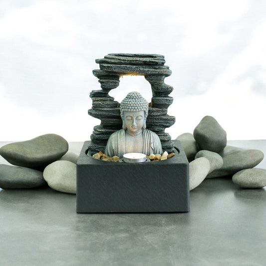 24CM Fountain Water Feature with LED Lighting, Indoor/Outdoor Decor