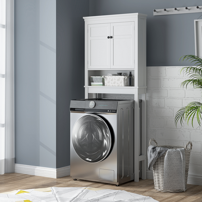 HOMCOM 3-Tier Over Toilet Storage Cabinet with Adjustable Shelves, White