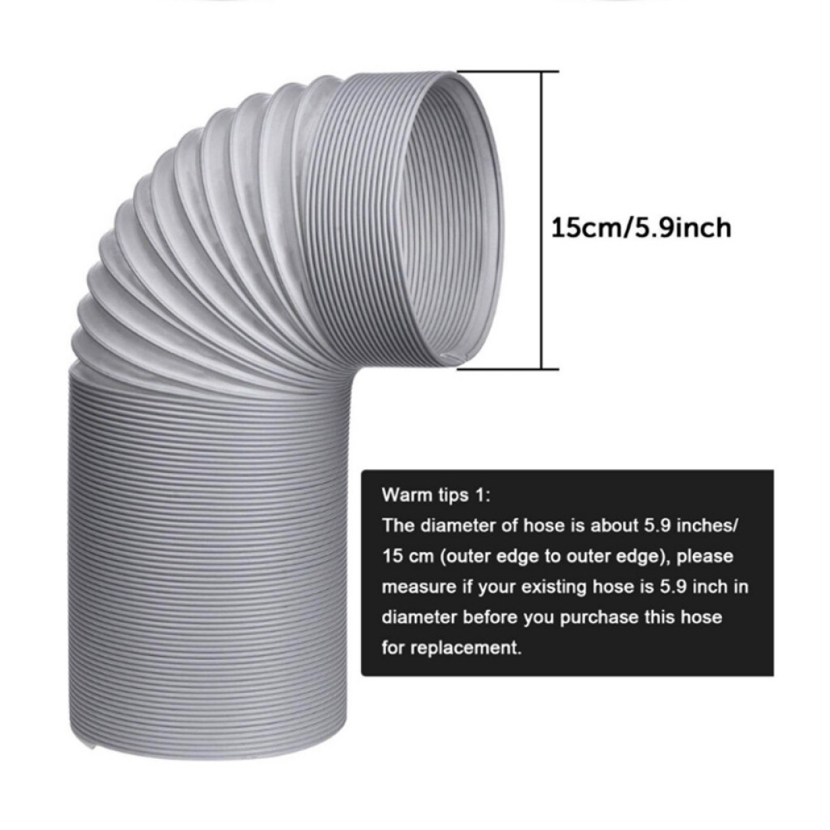 NEW 2M Flexible Air Conditioner Exhaust Pipe Vent Hose Duct Outlet UK (HTML)