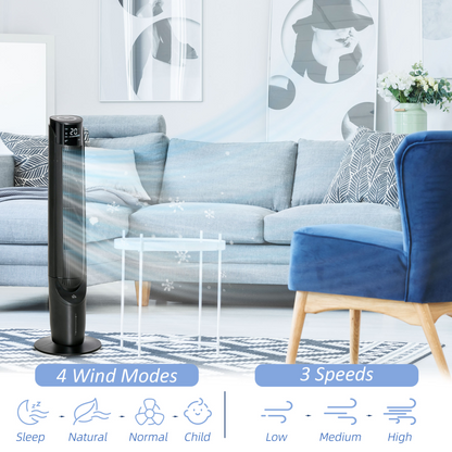 Quiet Air Cooler Evaporative Ice Cooling Tower Fan for Bedroom, Black - HTML