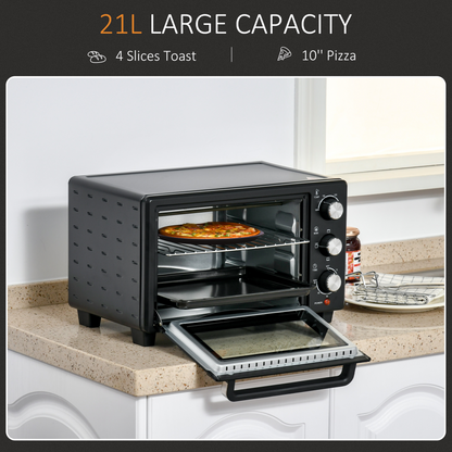 21L Mini Oven Toaster, 1400W Grill, 0–60min Timer, Bake Tray & Rack, 230°C