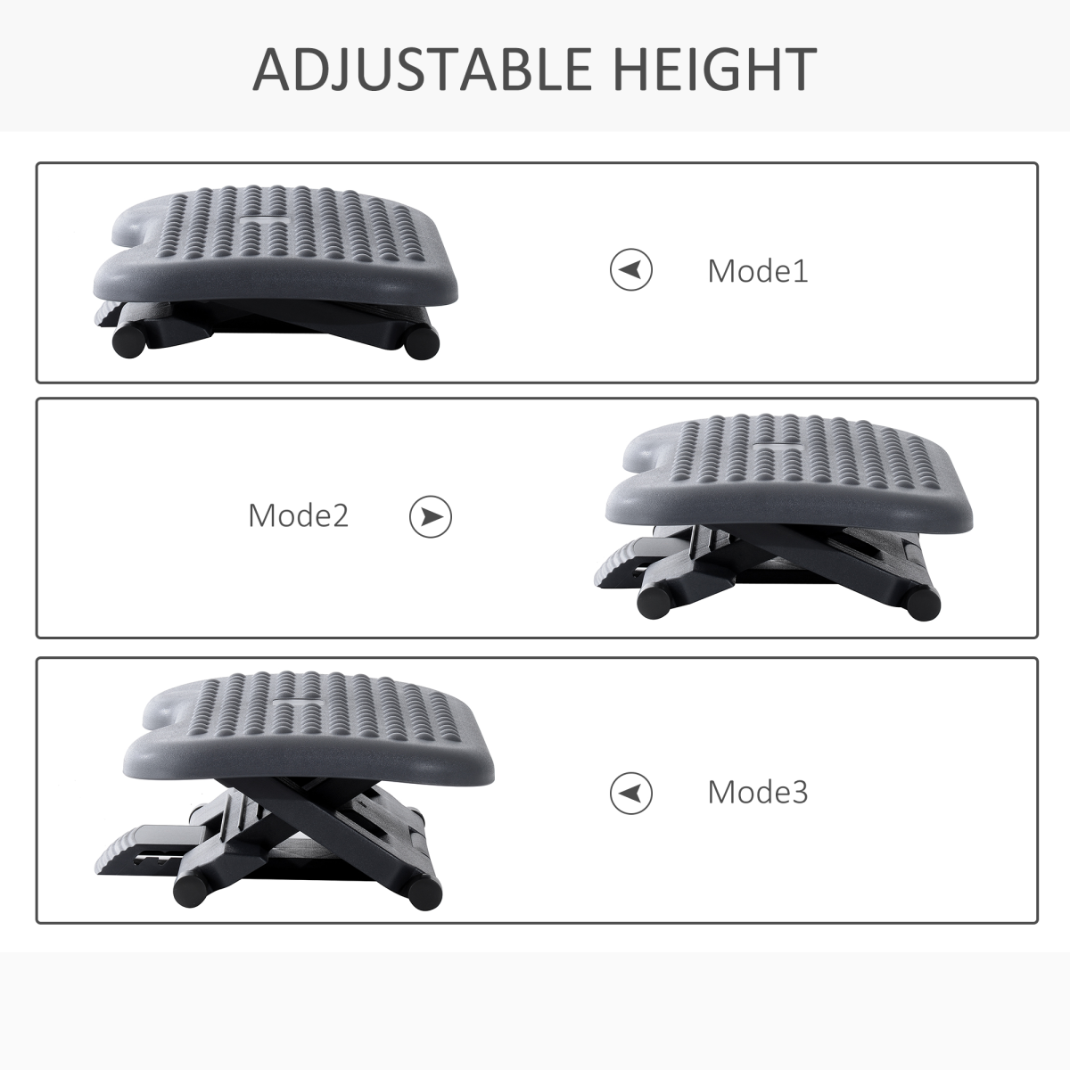 3-Position Adjustable Tilting Footrest with Massage, Home Office, Black