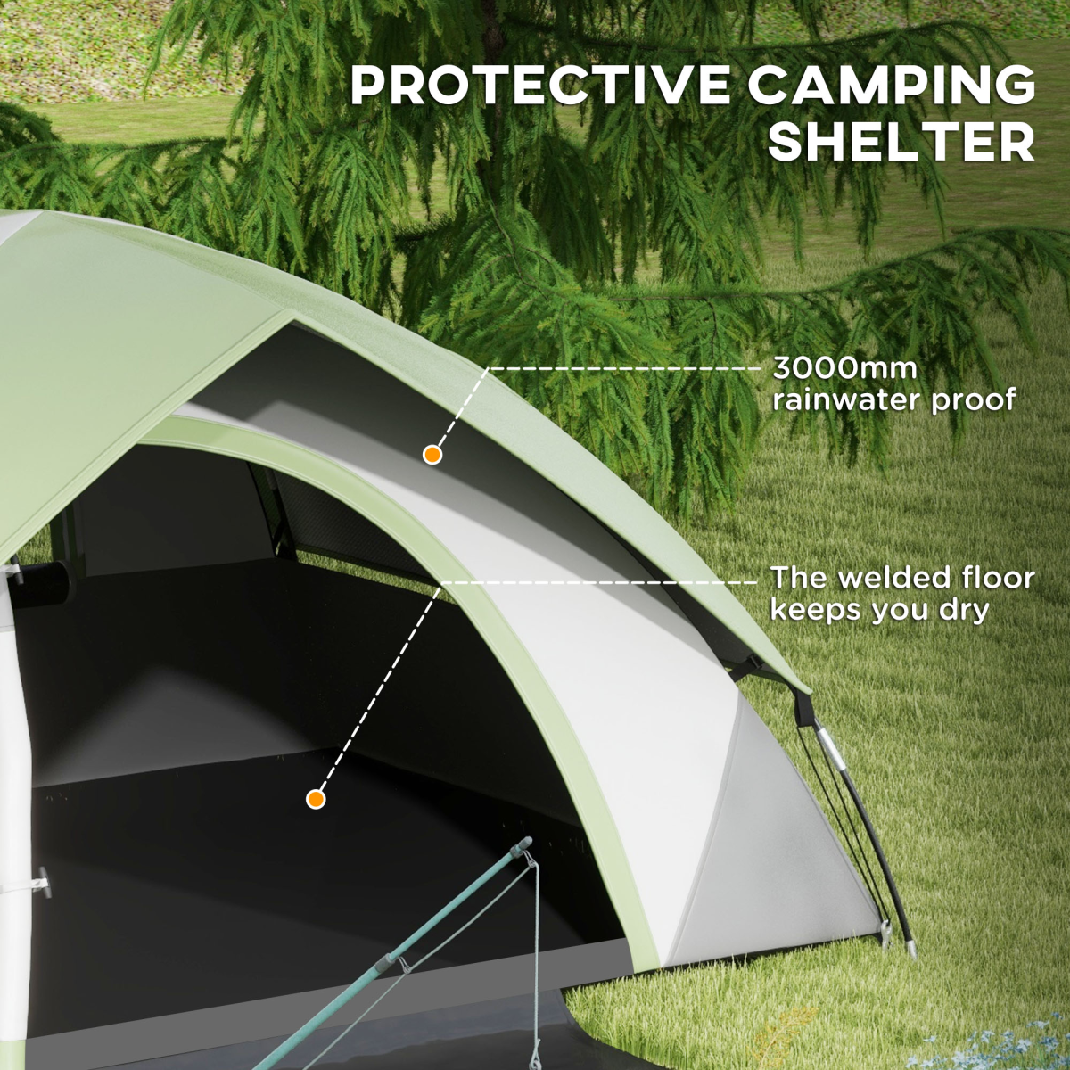 <p>Outsunny 2-Person Camping Tent, Sewn-In Groundsheet, 3000mm Waterproof</p>