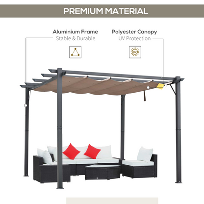 3x3m Pergola Awning Canopy, Brown/Black - Weatherproof Outdoor Cover