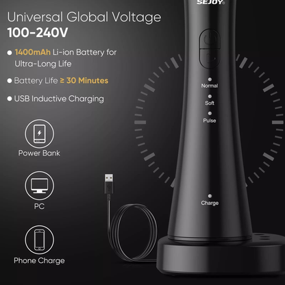 Dyzi Cordless Water Flosser TB5011 3 Modes IPX7 Black, USB Rechargeable 170ml