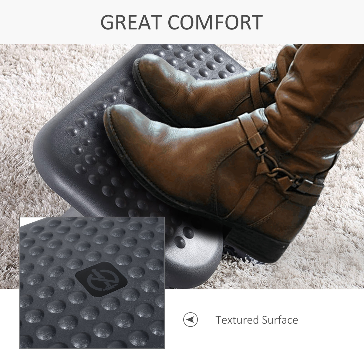 3-Position Adjustable Tilting Footrest with Massage, Home Office, Black