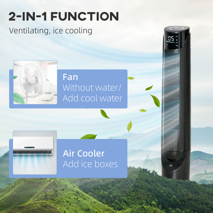Quiet Air Cooler Evaporative Ice Cooling Tower Fan for Bedroom, Black - HTML