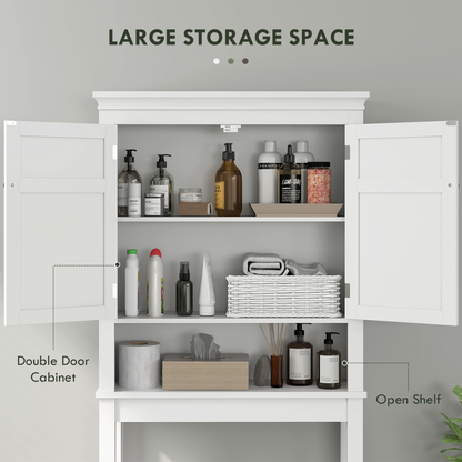 HOMCOM 3-Tier Over Toilet Storage Cabinet with Adjustable Shelves, White