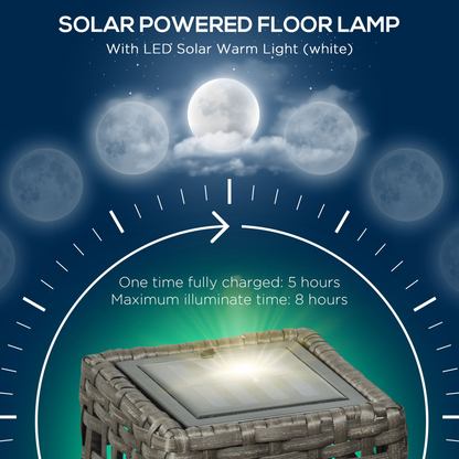 Outsunny Solar Rattan Lantern Outdoor, Warm White LED, Auto On/Off, IP44
