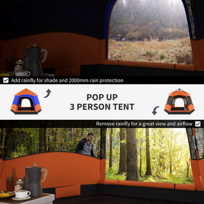4-Person Pop-Up Hexagon Camping Tent, Portable Family Shelter with Stakes & Ropes