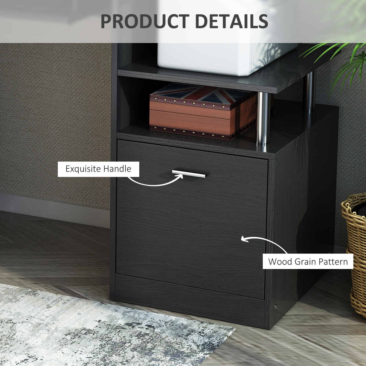 HOMCOM Wood Computer Desk with Pull-Out Keyboard Tray, Drawer & Shelves