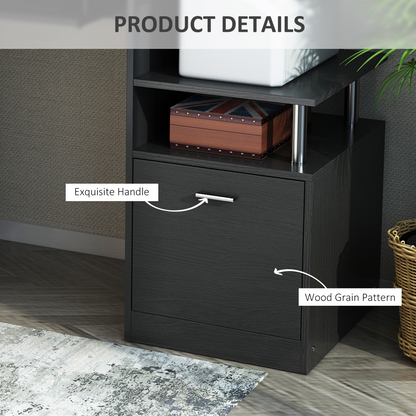 HOMCOM Wood Computer Desk with Pull-Out Keyboard Tray, Drawer & Shelves