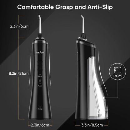 Dyzi Cordless Water Flosser TB5011 3 Modes IPX7 Black, USB Rechargeable 170ml