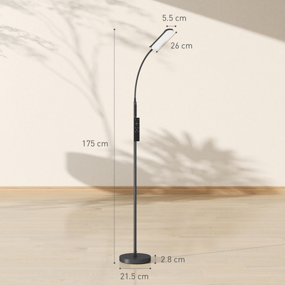 HOMCOM LED Floor Lamp, Black, Magnetic Remote, 5 Modes, 4 Brightness & Timer