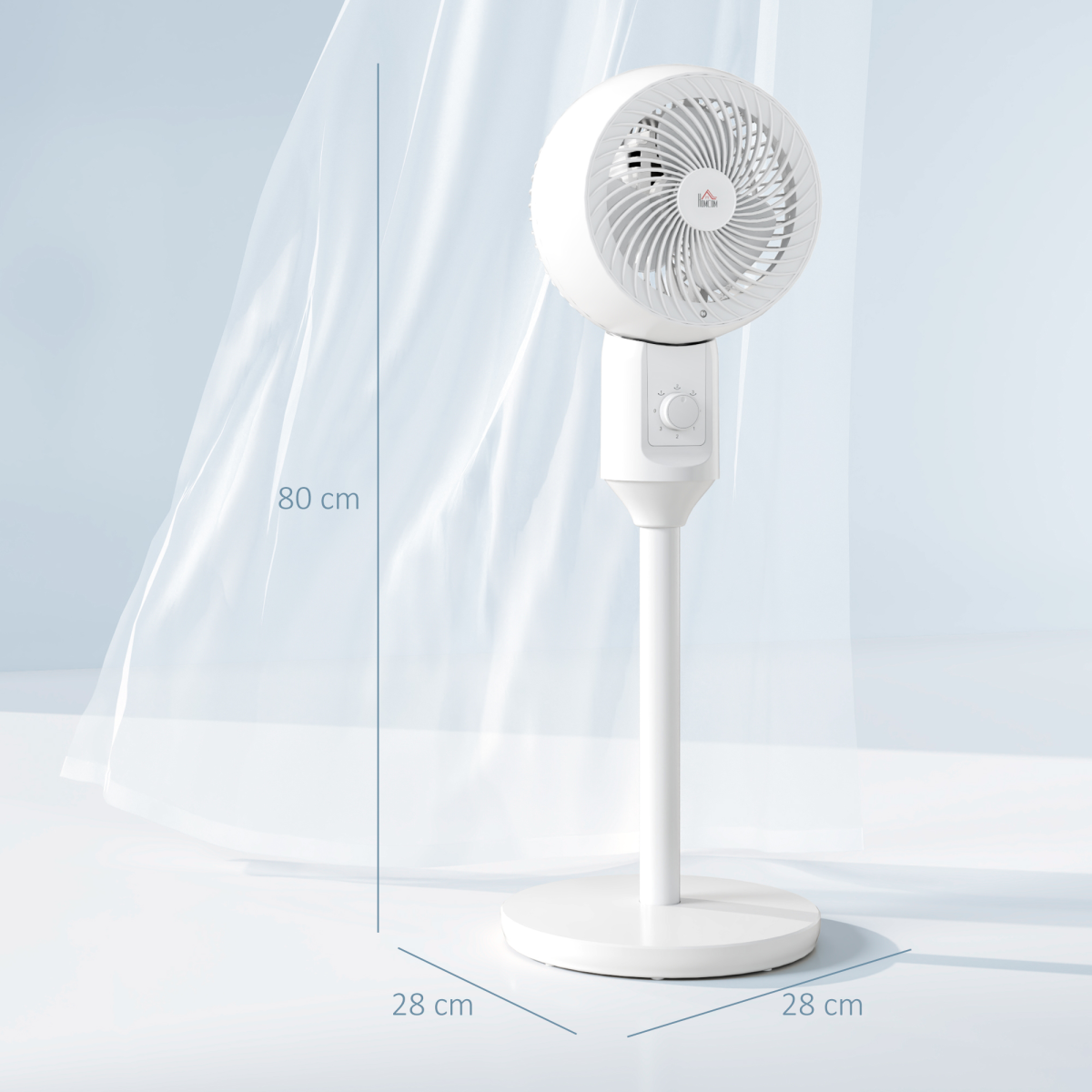 HOMCOM 9” Air Circulator Fan, 70° Oscillation, 3 Speeds, Carry Handle, White (45W)