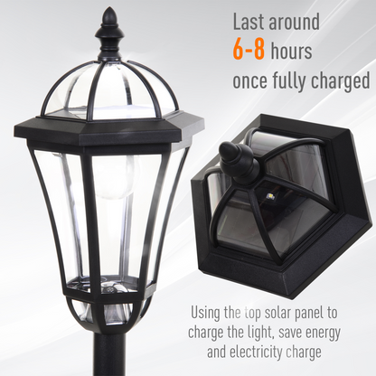 2-Pack Solar LED Garden Post Lights Adjustable Height UV Sensor Lantern, Black