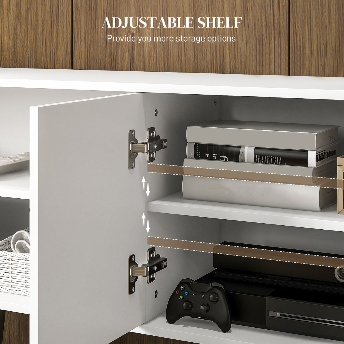 HOMCOM White TV Unit Cabinet for 65" TVs, Storage Shelves & Cable Holes